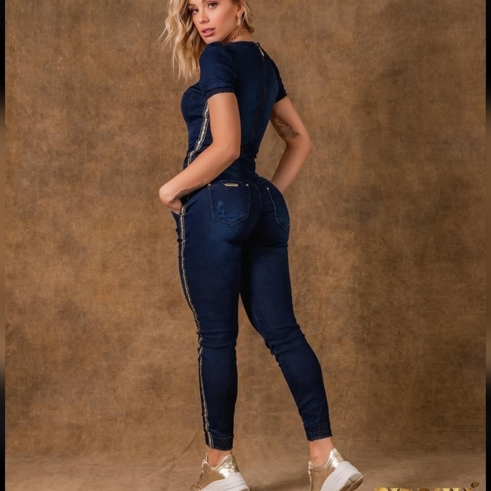 Pitbull Jeans Women's Denim Jumpsuit Brazilian Butt Lifter Y2K Streetwear Size 6